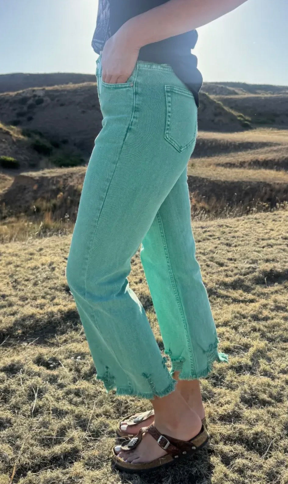 Turquoise Crop Jeans