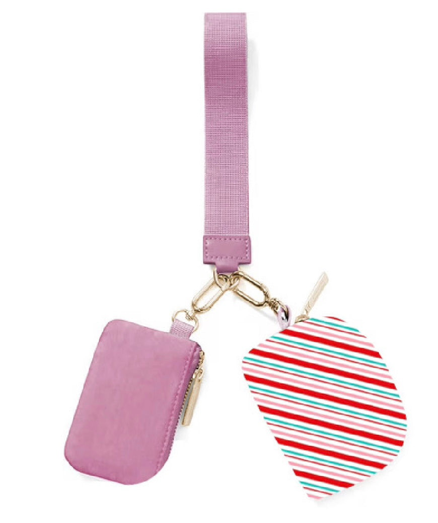 Double Pouch Wristlet - Candy Stripes