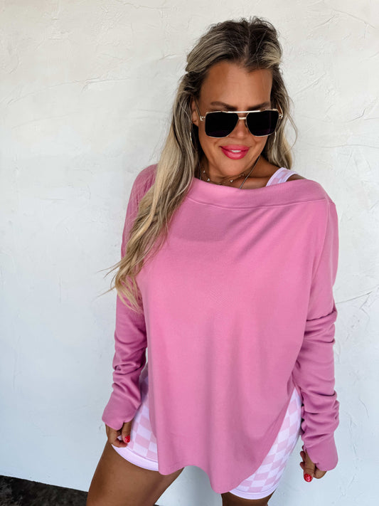 pink oversize sweatshirt