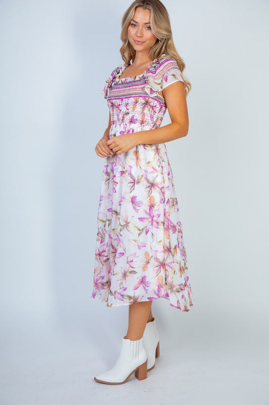 Floral Square Neck Dress