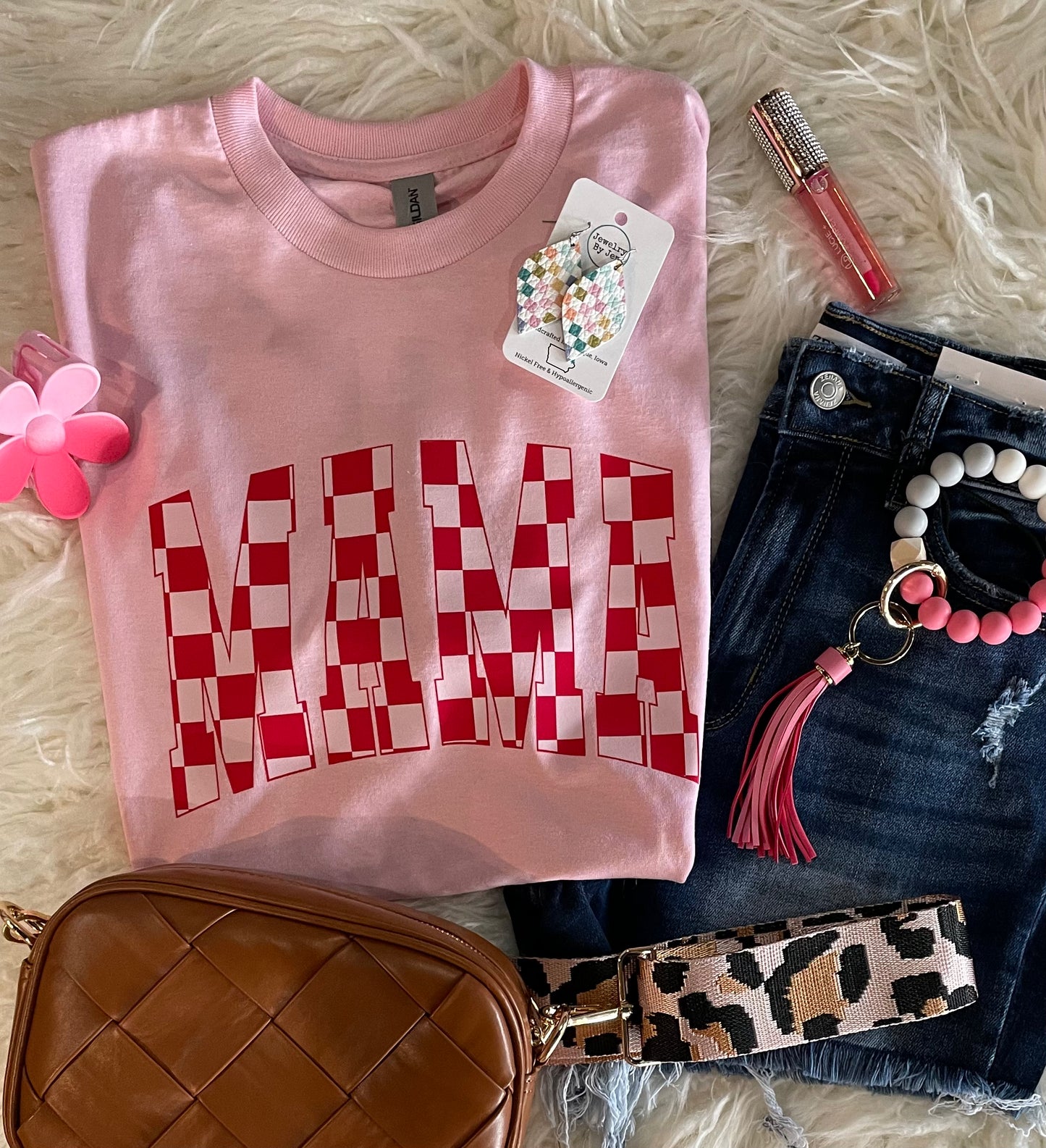 Mama Checkered Graphic Tee