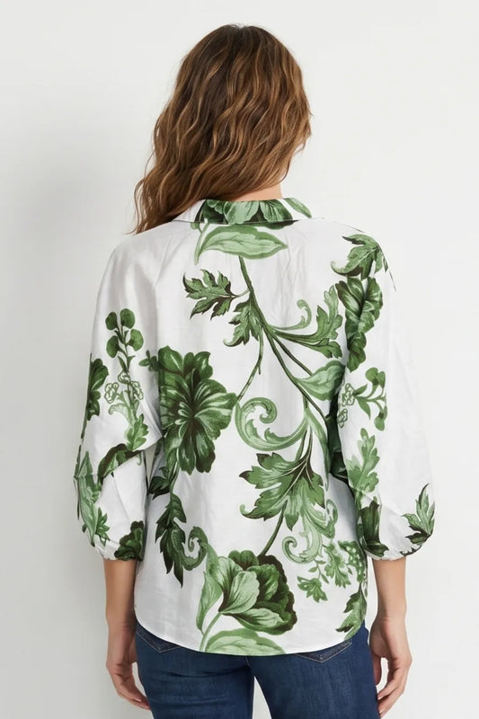Green Floral Blouse