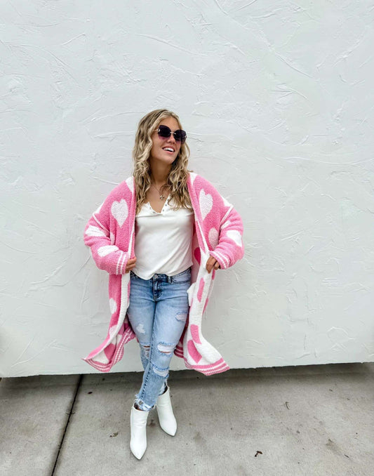 Heart Print Cardigan