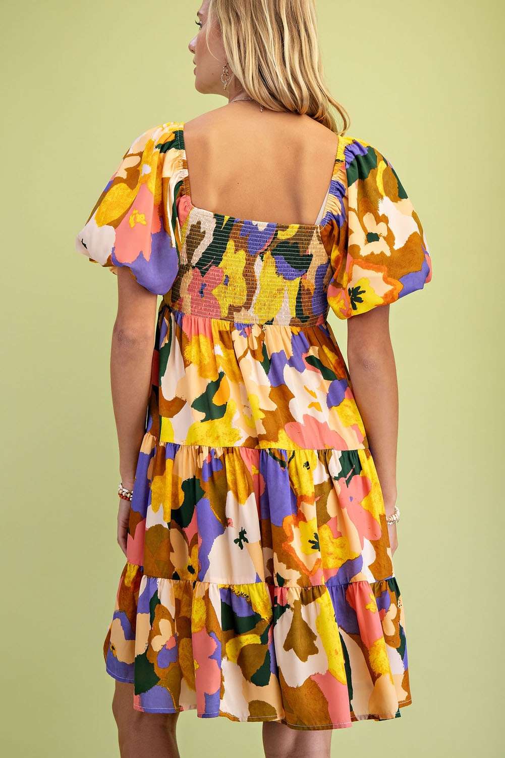 Fall Floral Mini Dress back view