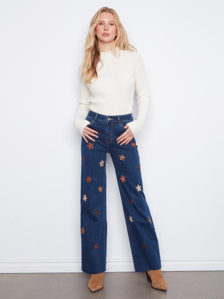 Embroidered Flower Wide
