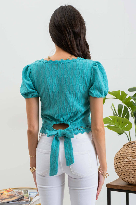 Green Puff Sleeve Top