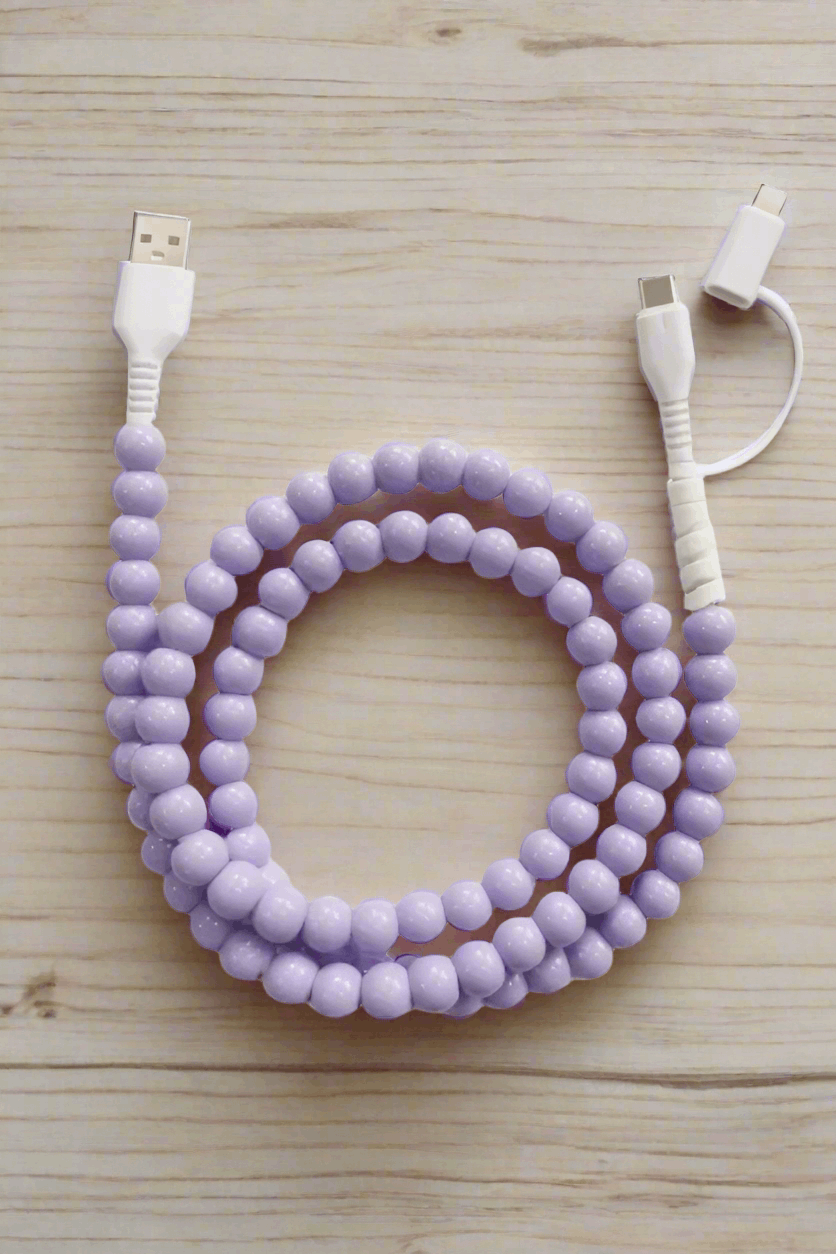 Purple Beaded Phone Charger