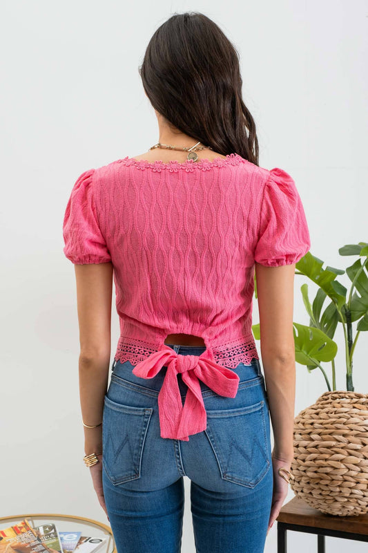 Fuchsia Puff Sleeve Top