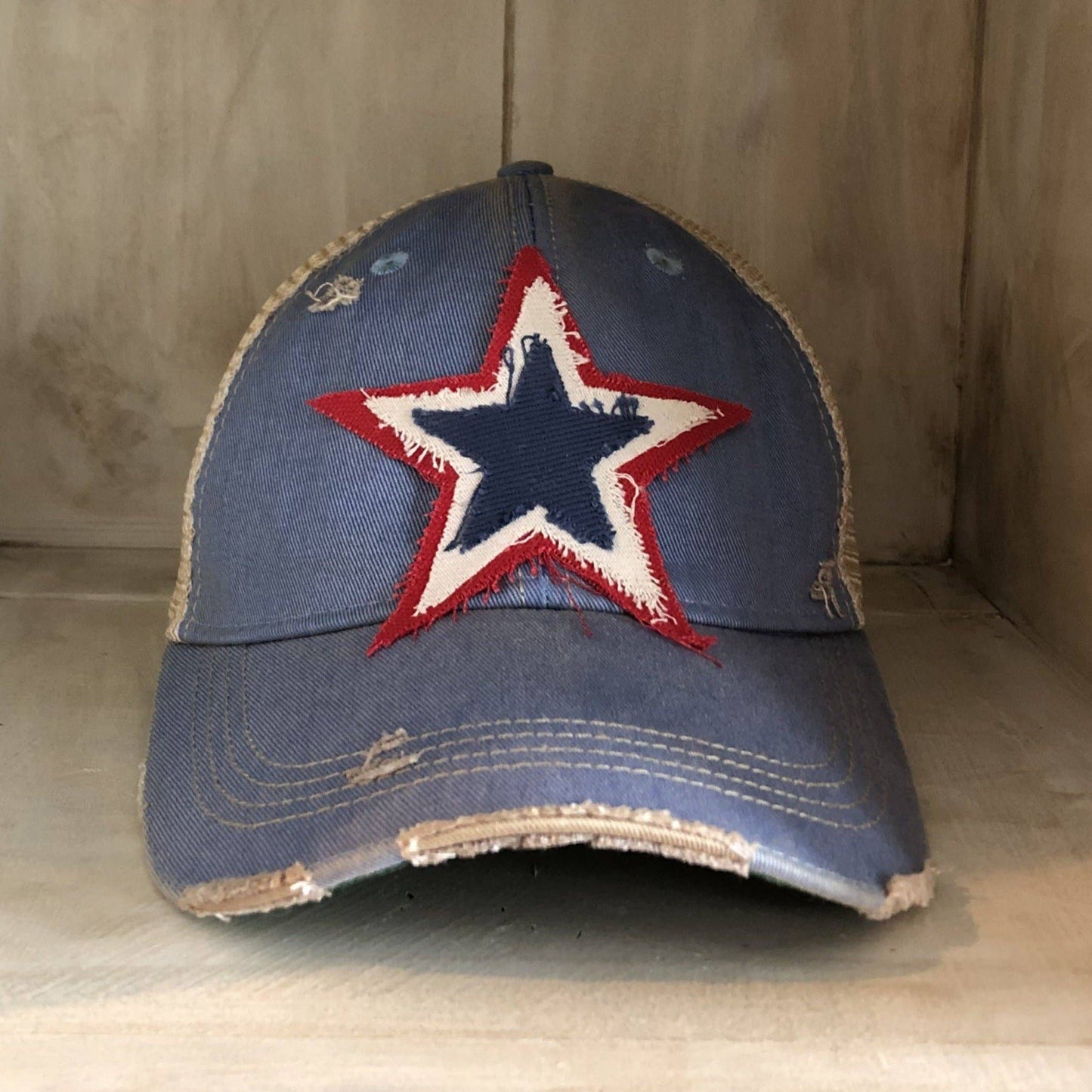 Distressed Star Hat - Blue