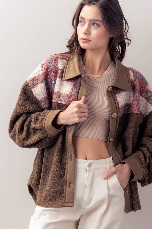 Olive Sherpa Shacket