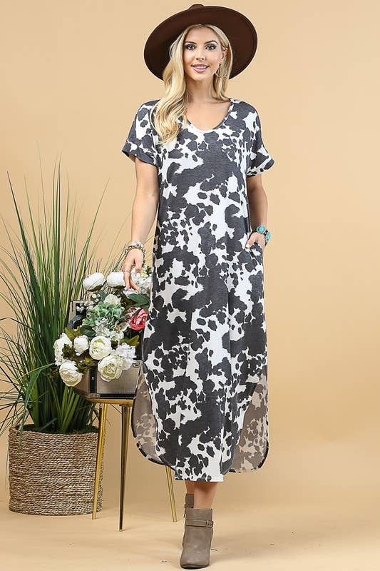 Cow Print Maxi Dress