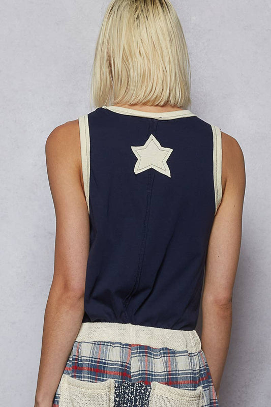 Star Patch Tank Navy