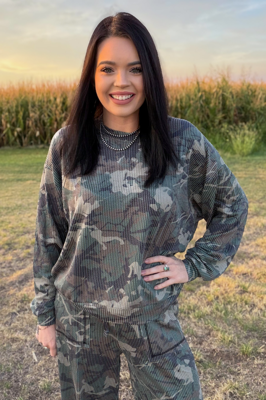 Camo Ribbed Top