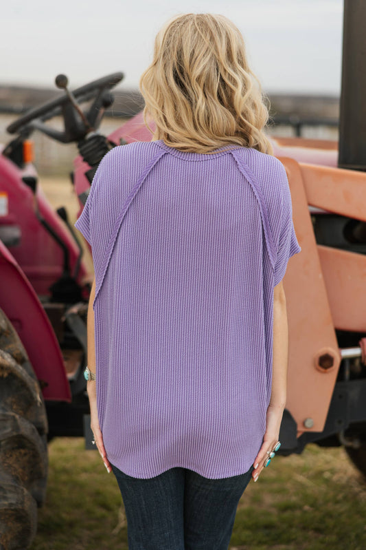 Knit Poncho Top - Purple