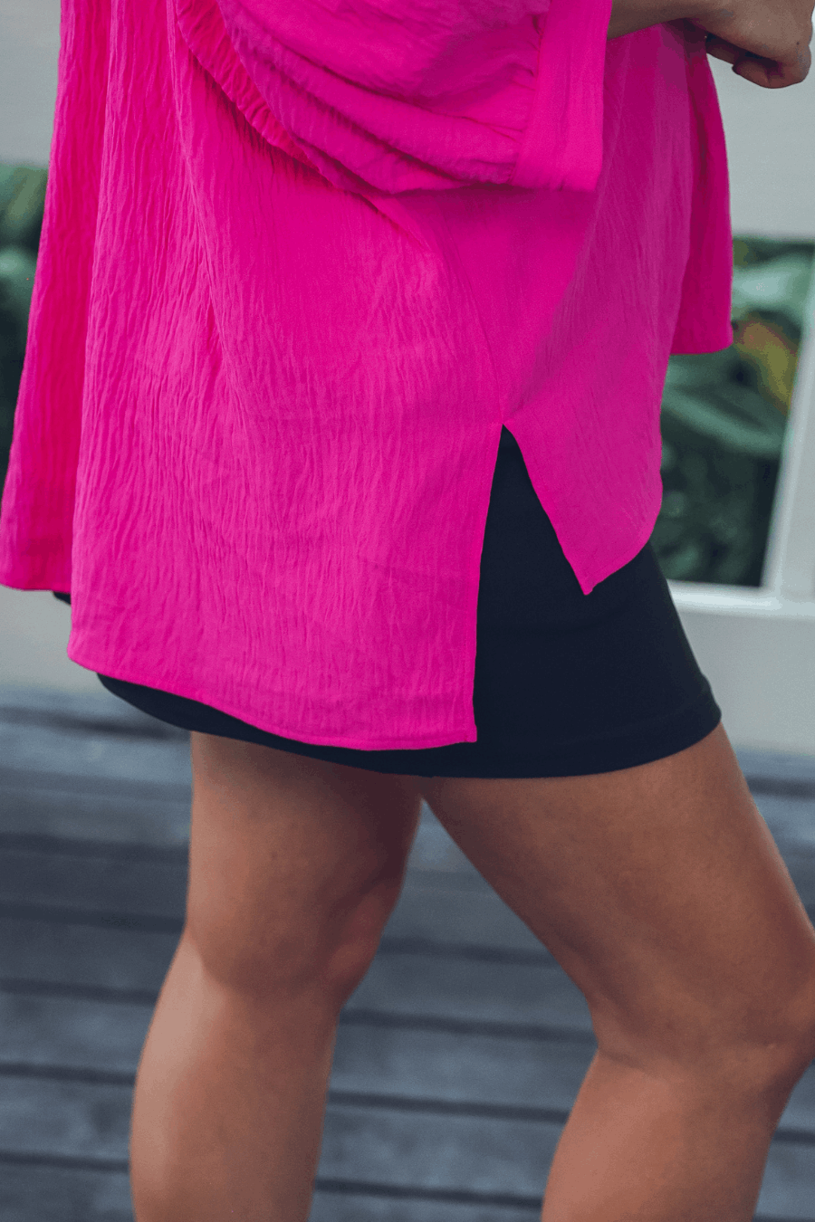 hot pink blouse side view