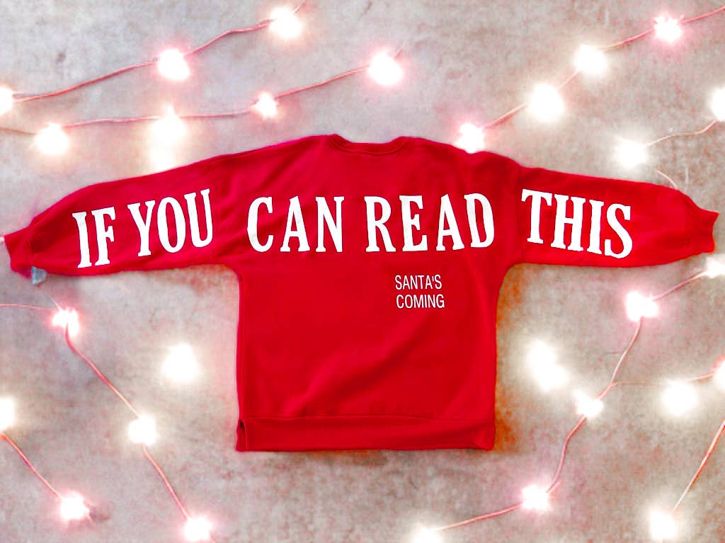 Girl Code Couture - PRE ORDER Santa’s Coming Graphic Scuba Oversized Sweatshirt - M