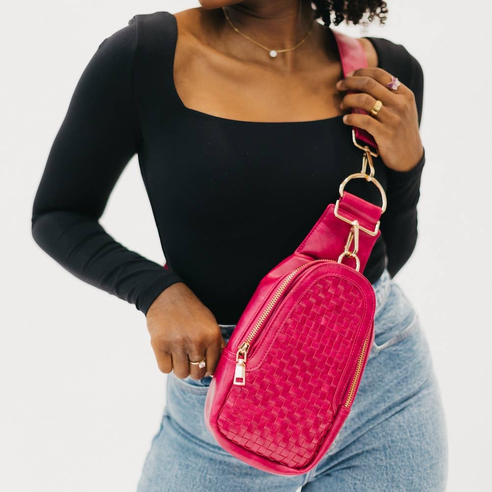 Pretty Simple - Waverly Woven Sling Bag (Free Strap Extender!) - Black