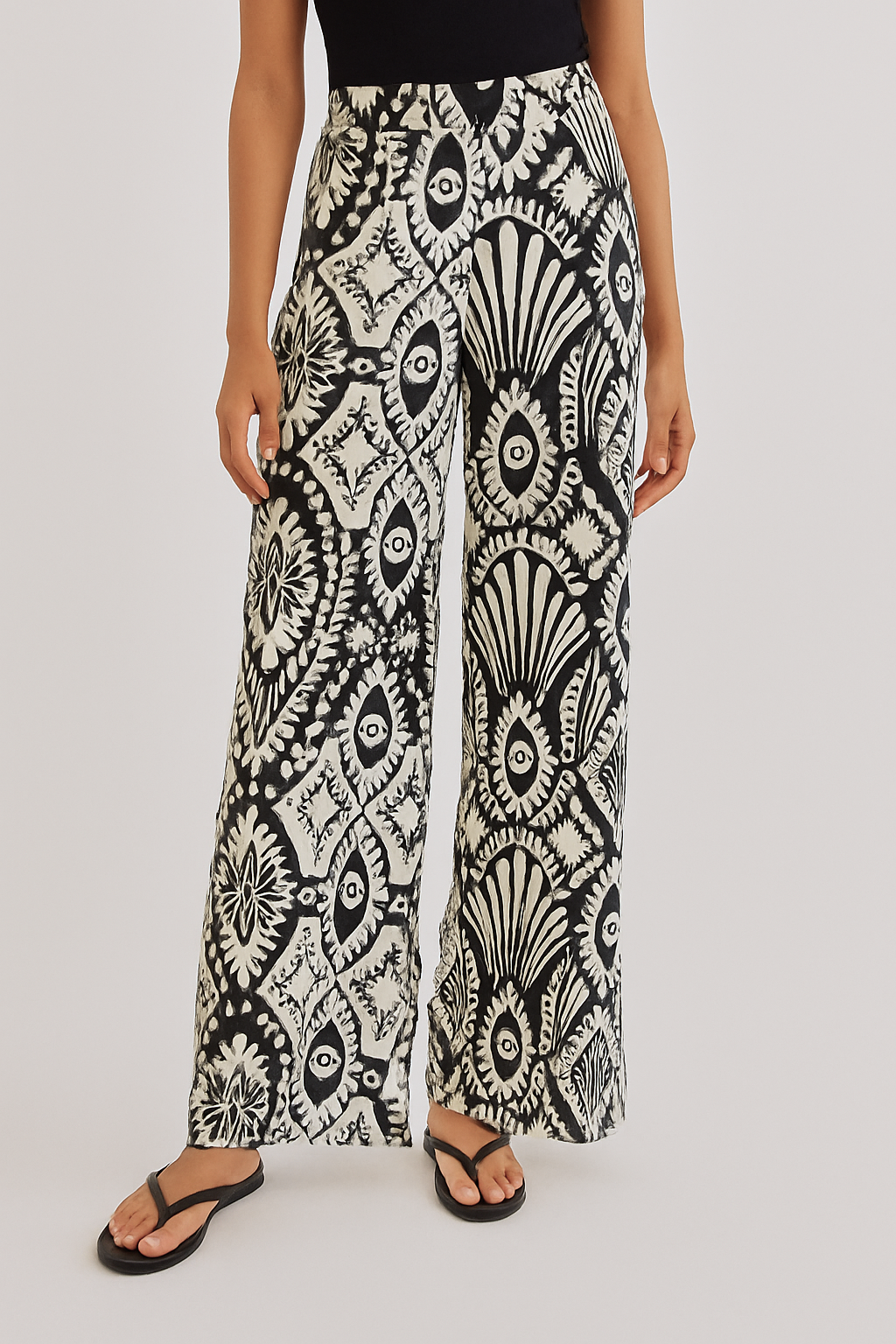 Black & Cream Palazzo Pant