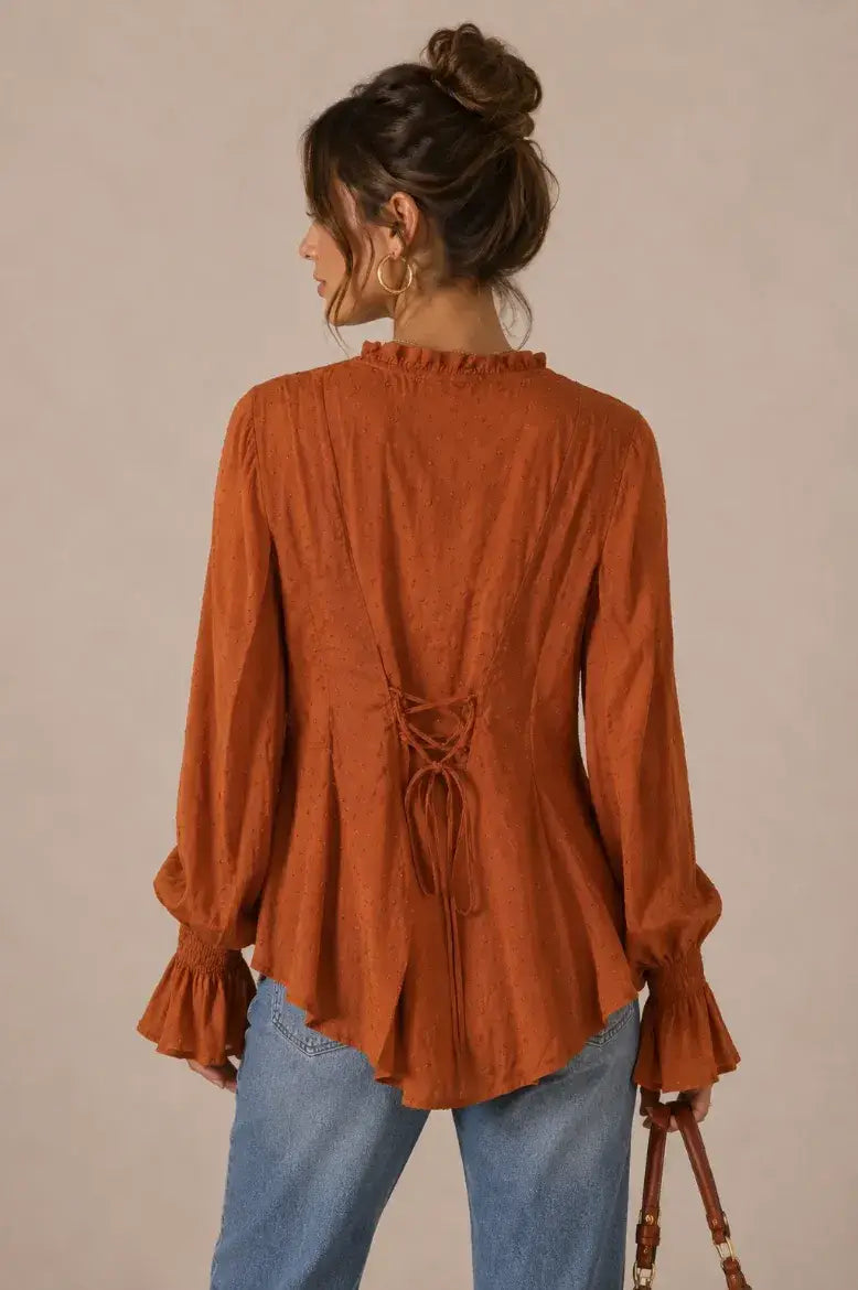 Rust Swiss Dot Blouse