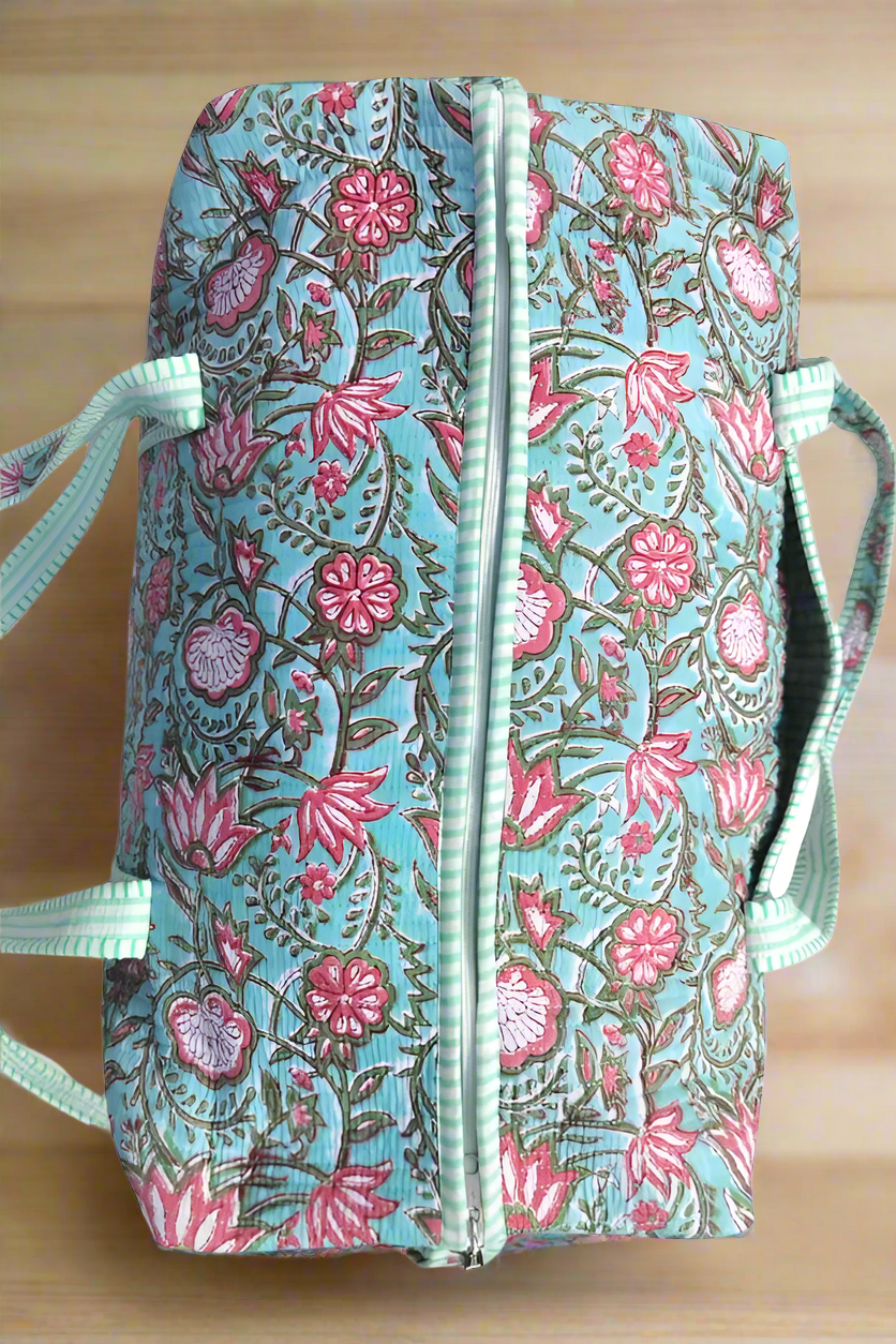 Blue Floral Duffle Bag