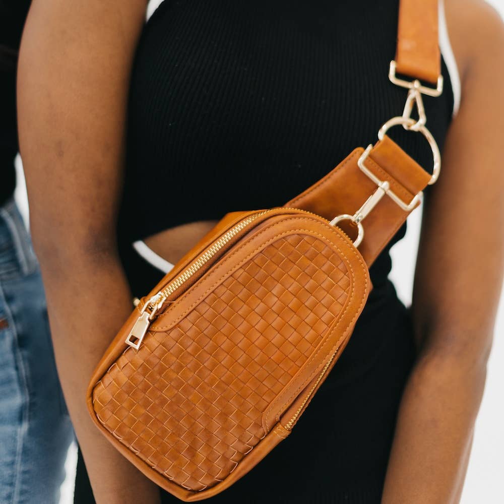 Pretty Simple - Waverly Woven Sling Bag (Free Strap Extender!) - Black