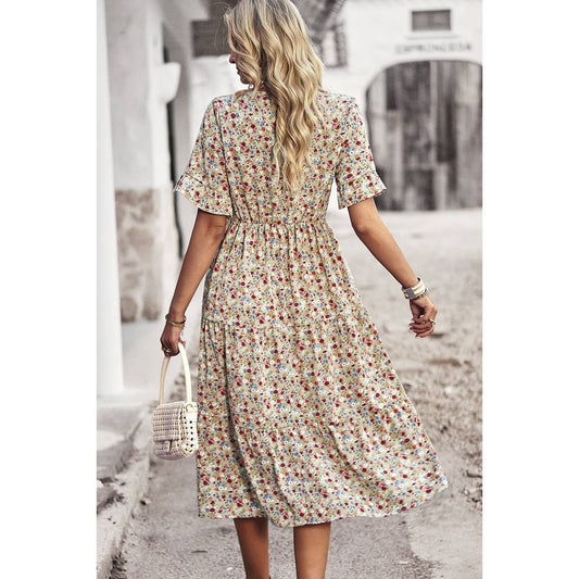 Beige Floral Dress