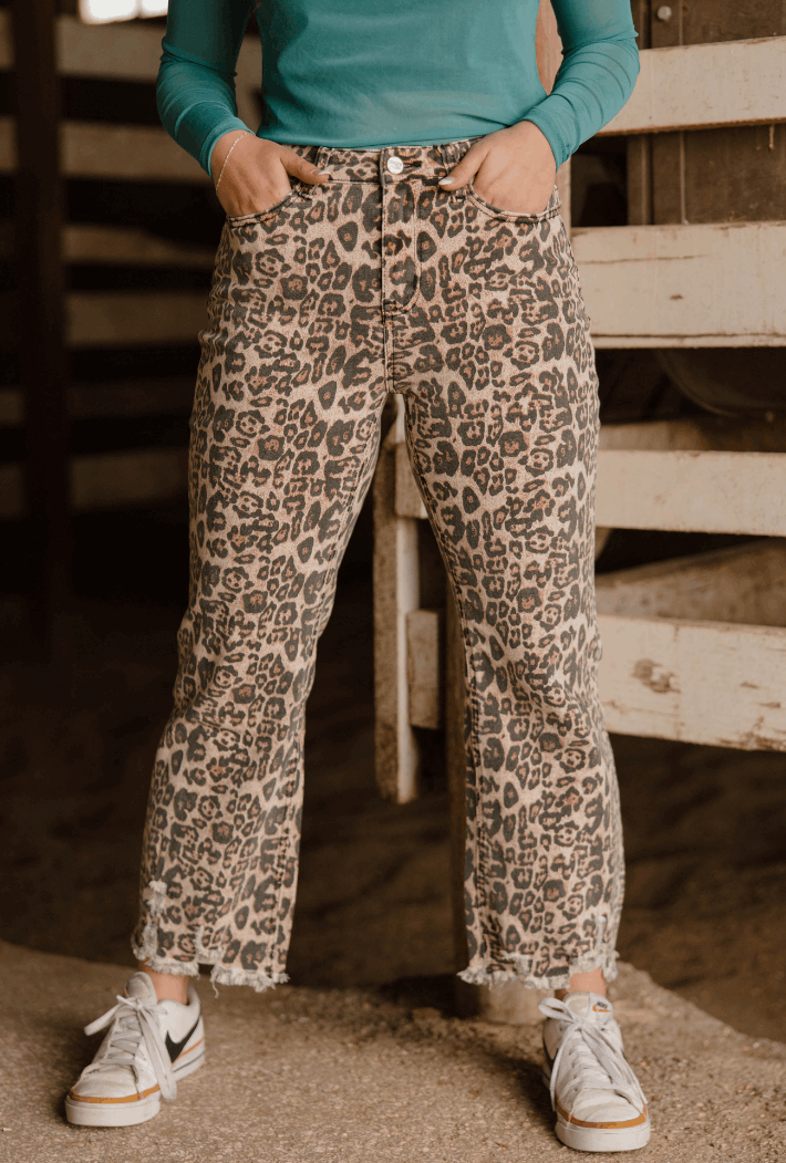 Leopard Distressed Jeans