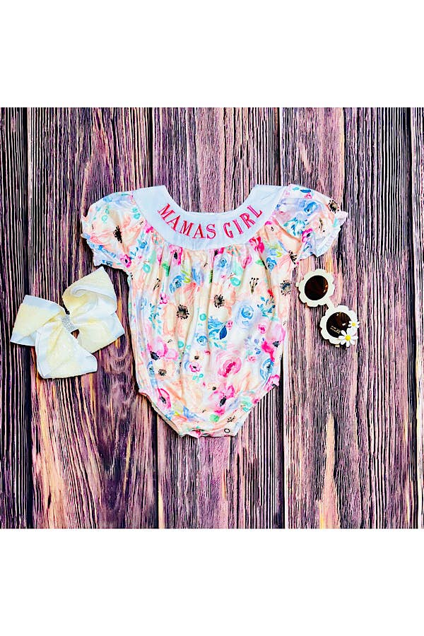 luluclothes - Embroidered "MAMA'S GIRL" multicolor baby romper DLH2418 - 12/18MONTHS