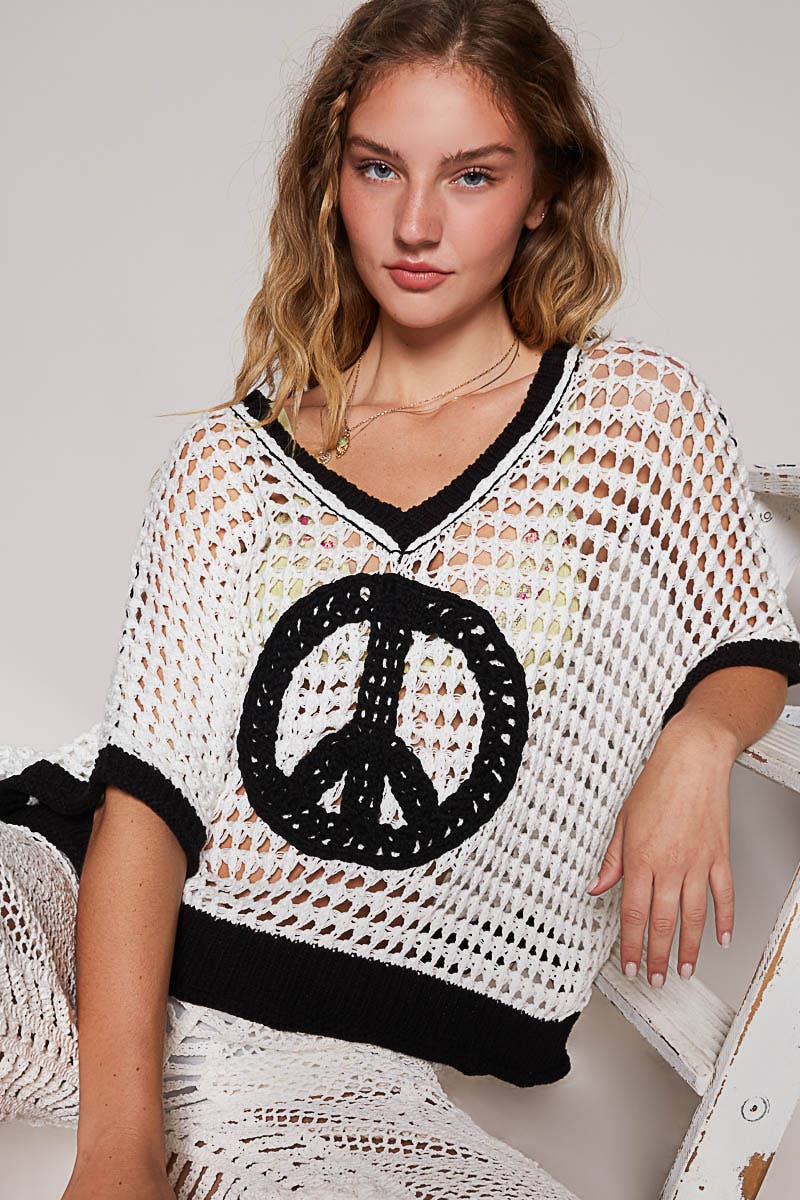 POL Peace Crochet Top