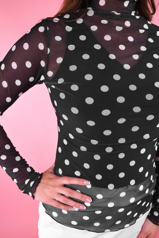 Black Polka Dot Mesh Top