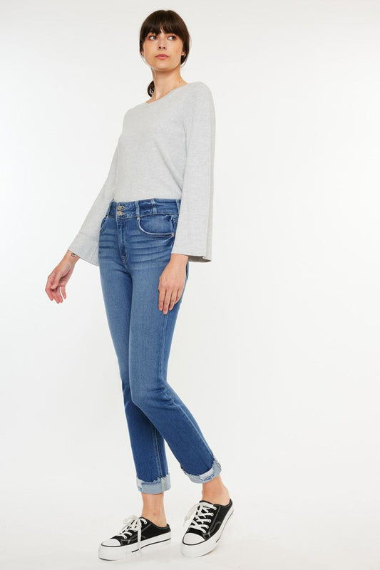 KanCan High Rise Slim Straight Cuff