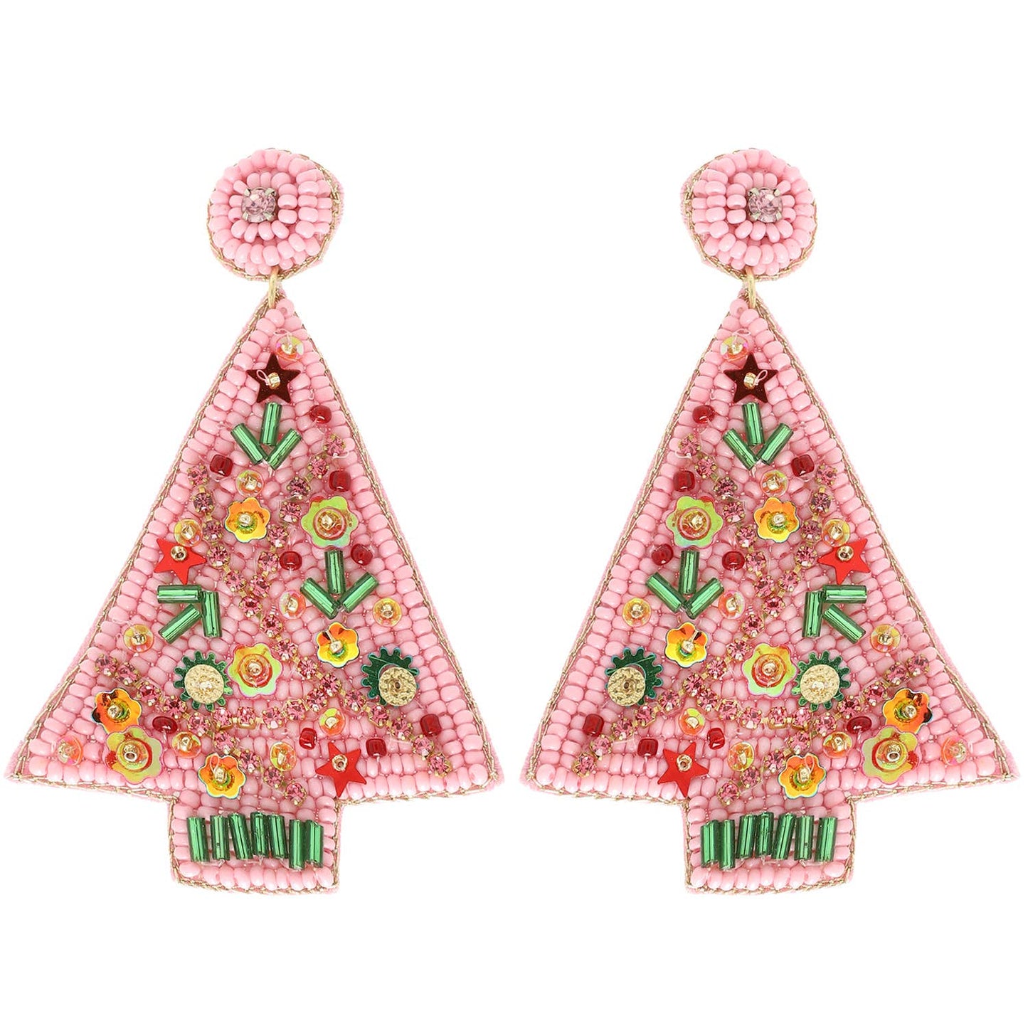 Pink Xmas Tree Earring