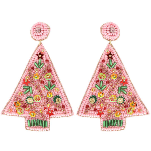 Pink Xmas Tree Earring