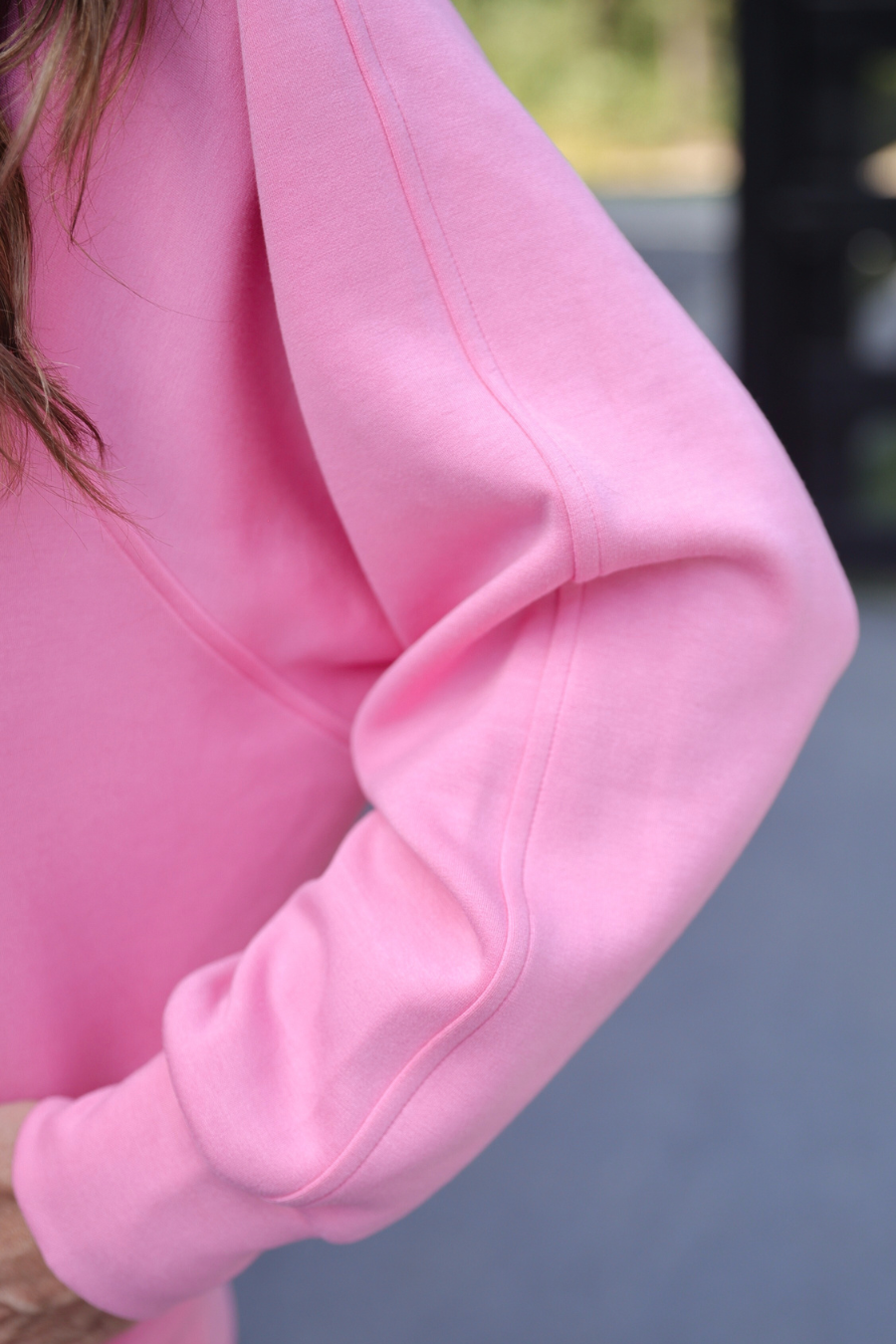 Light Pink Hooded Quarter Zip Pullover