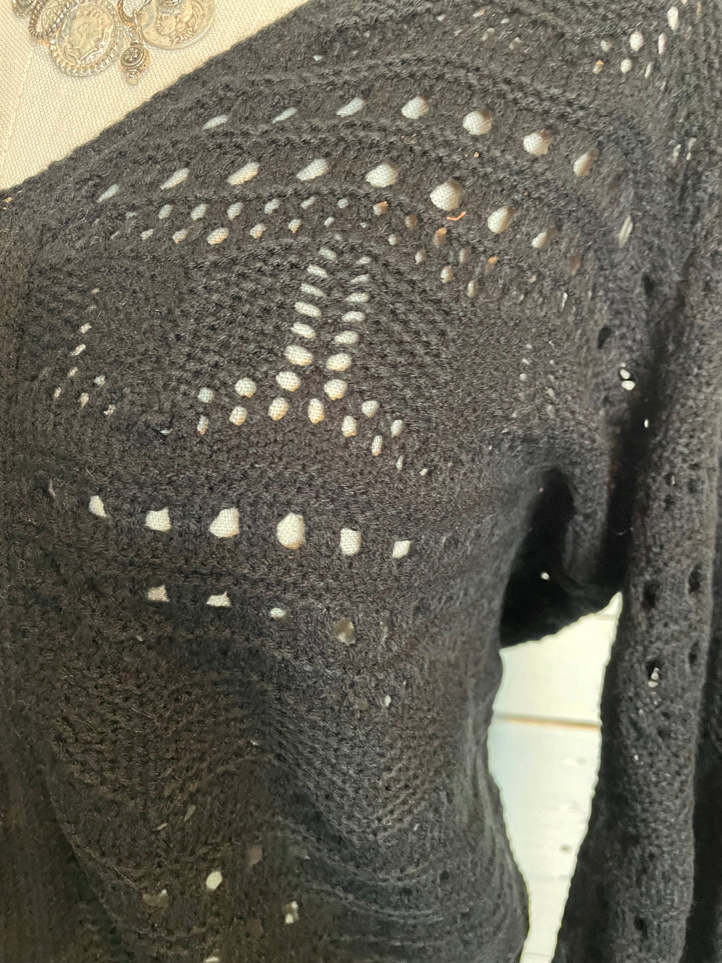 Black Crochet Sweater