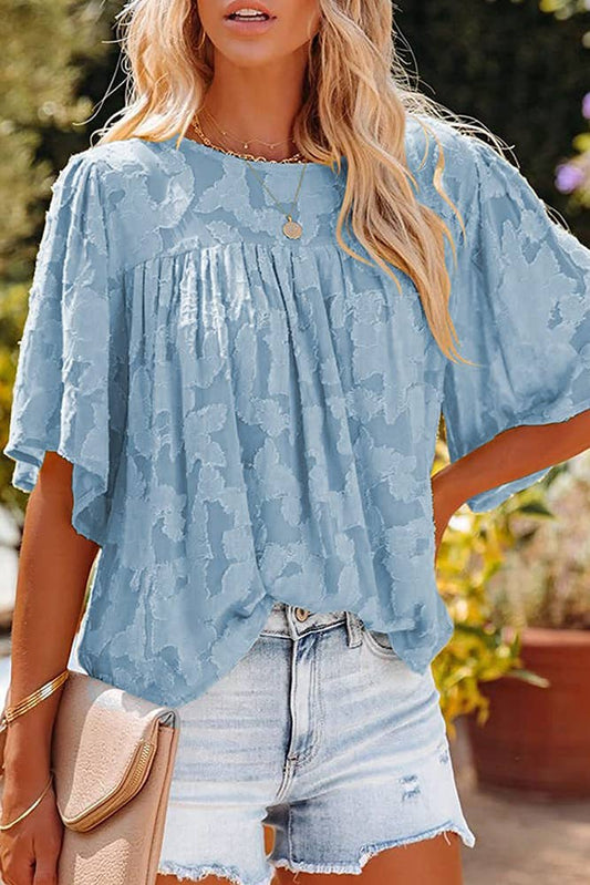 Lace Flowy Sky Blue Top