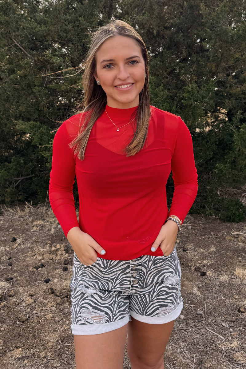 Zebra Cuffed Distressed Denim Shorts