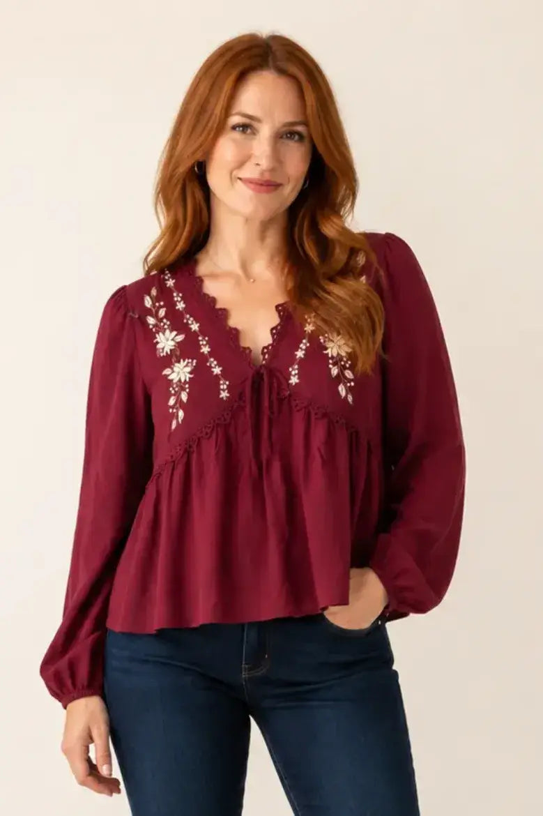 Burgundy Crochet Top