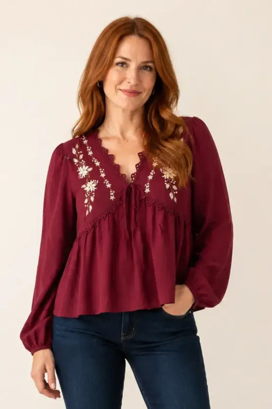 Burgundy Crochet Top