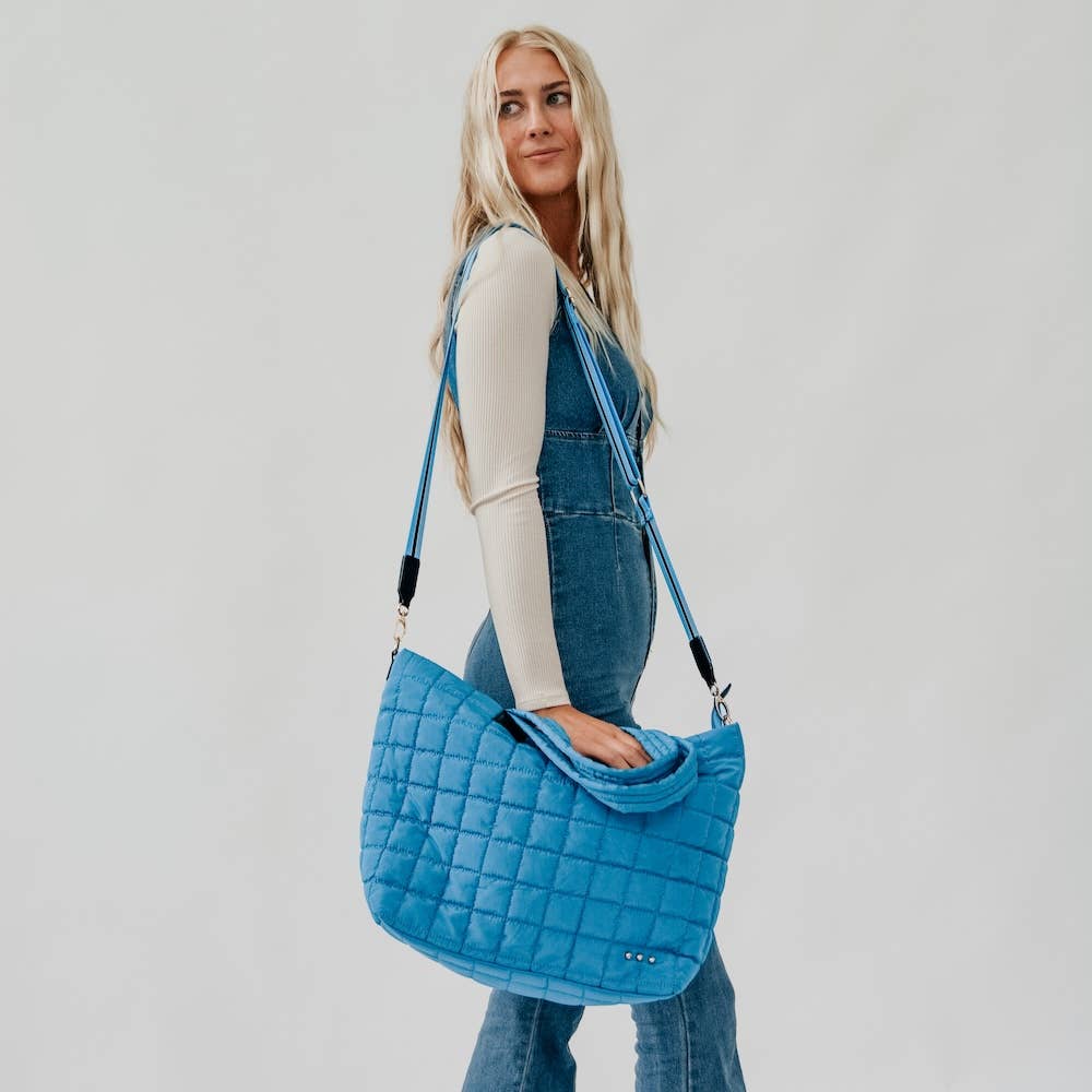 Quilted Tote Bag - Blue