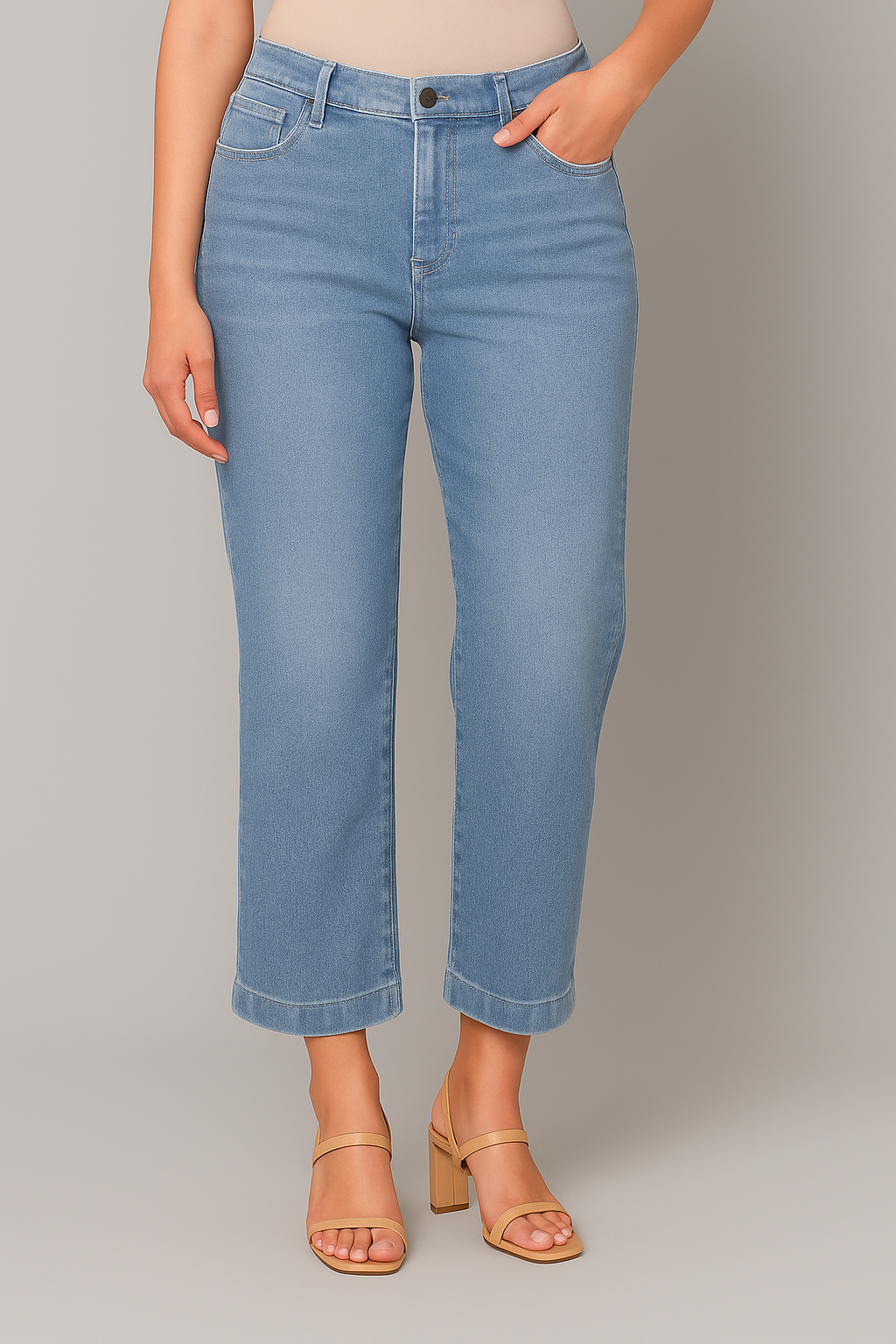 Cropped Wide Light Wash Jean