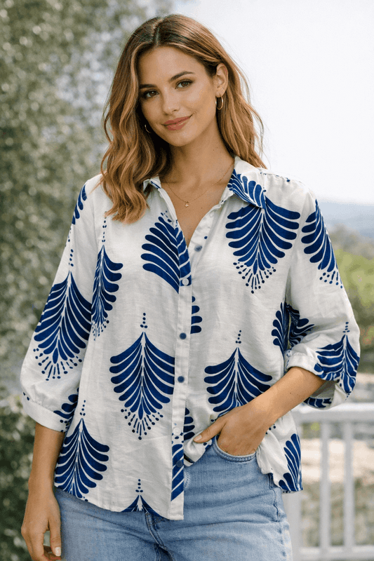 Blue & White Blouse