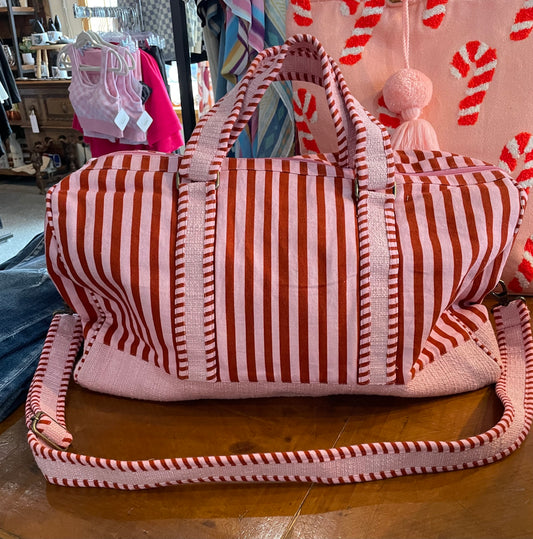 Pink & Red Stripe Duffle