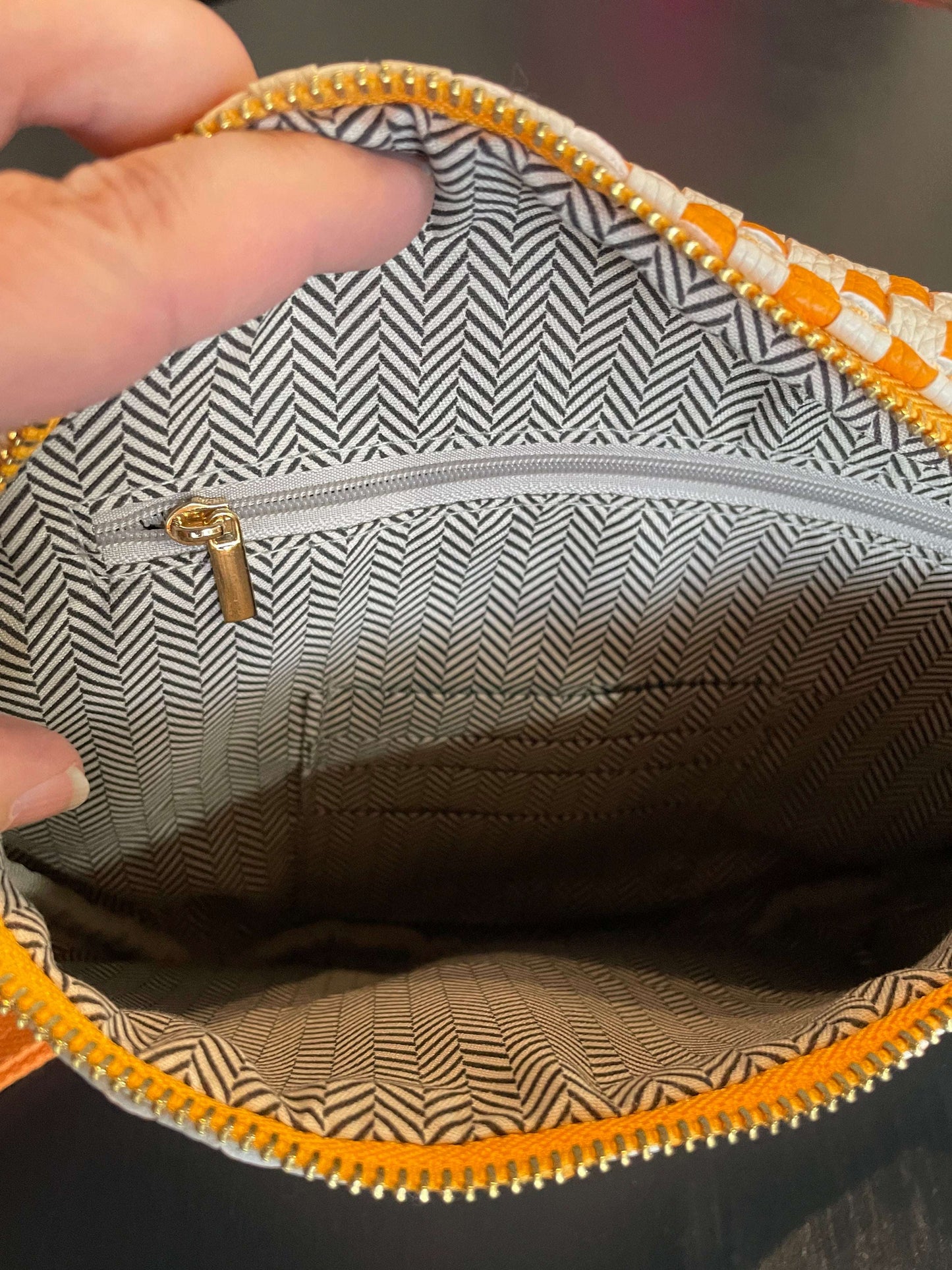 Orange Checker Crossbody
