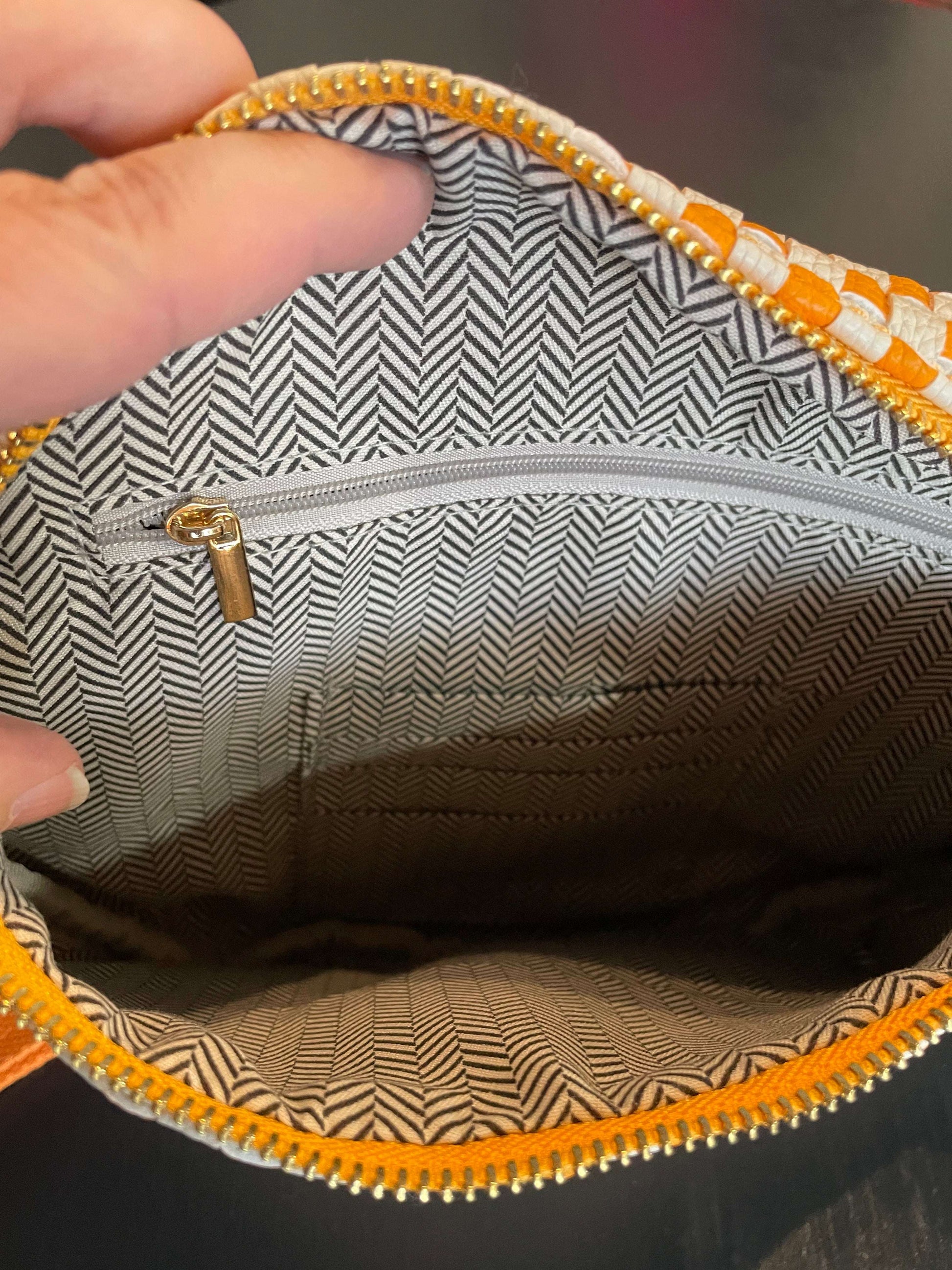 Orange Checker Crossbody