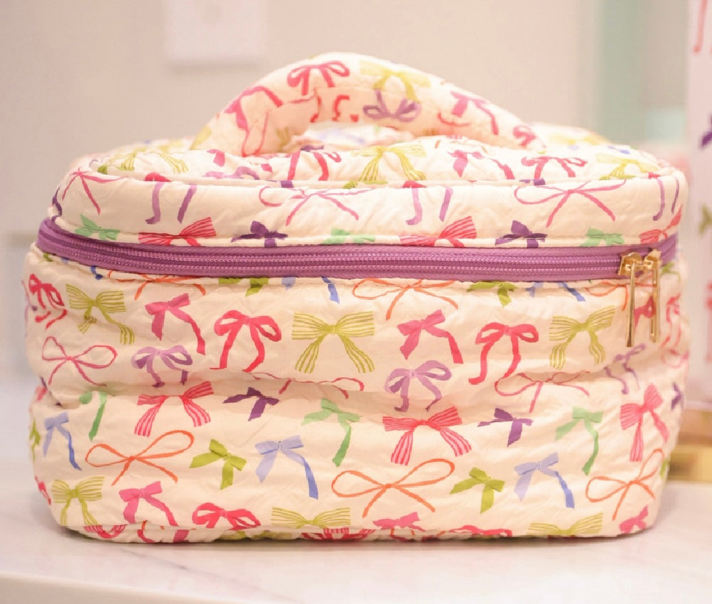 Quilted Makeup Bag - Daylight Bows
