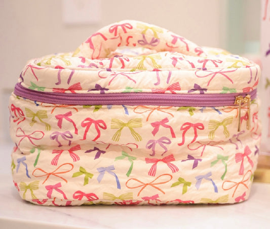 Quilted Makeup Bag - Daylight Bows