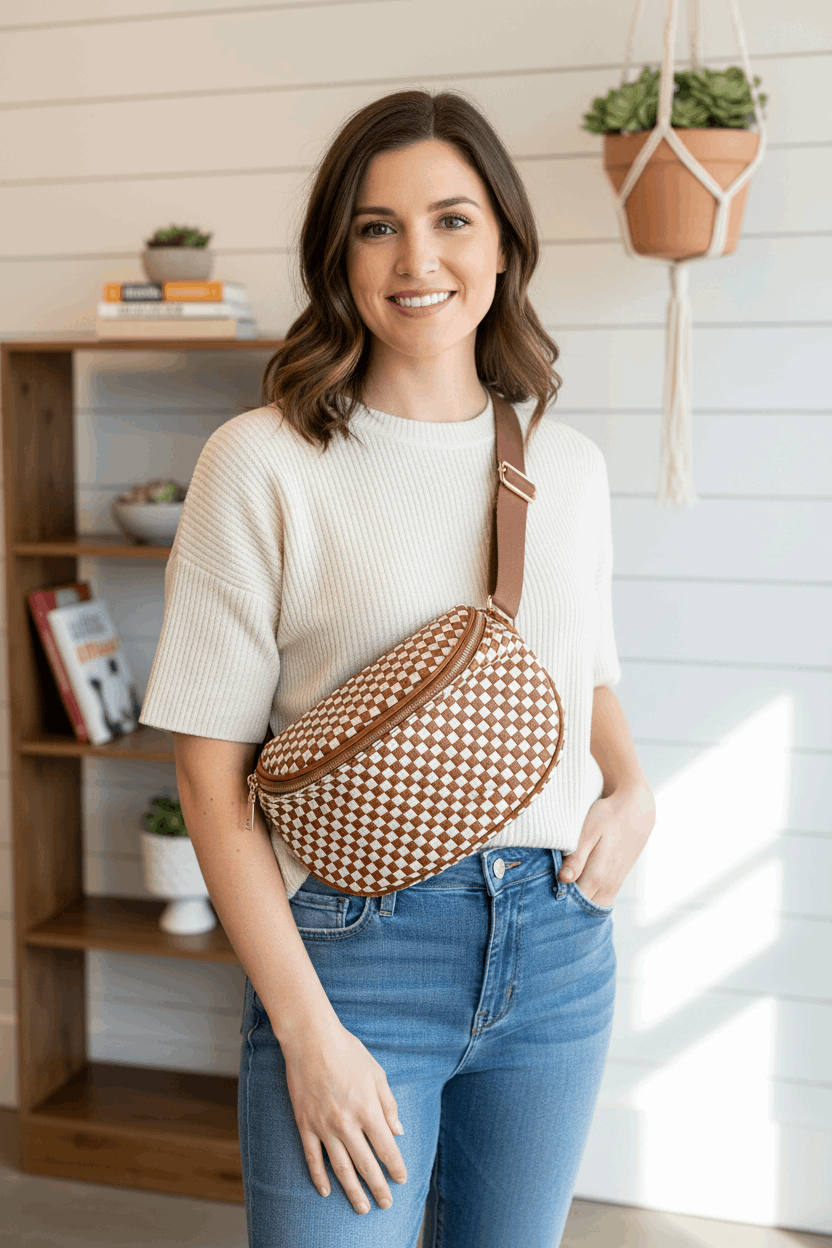 Brown Checker Purse