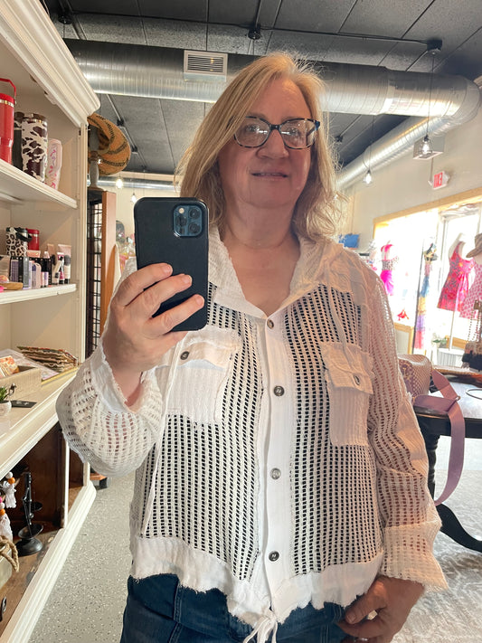 White Crochet Hoodie