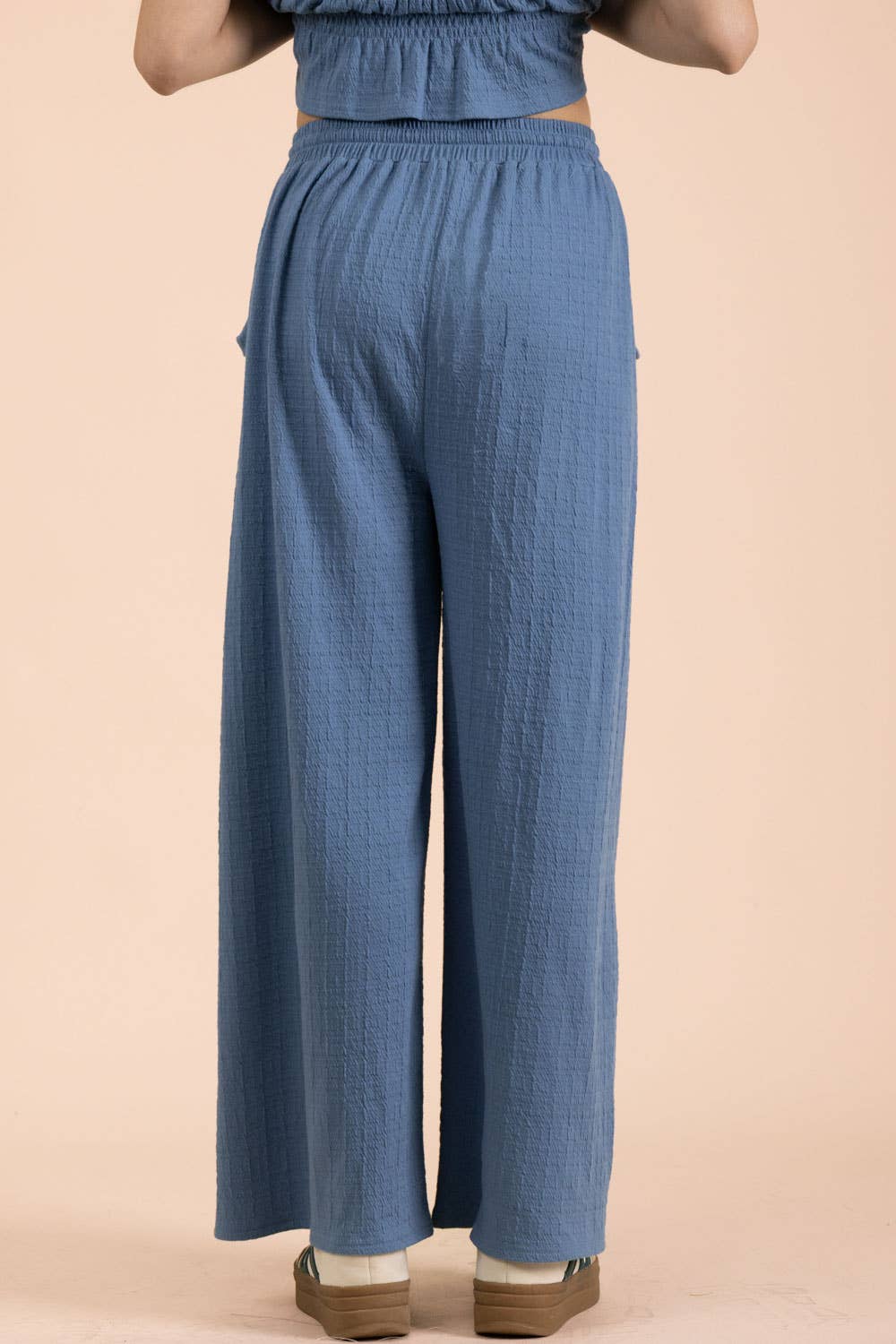 Blue Wide Leg Knit Pants